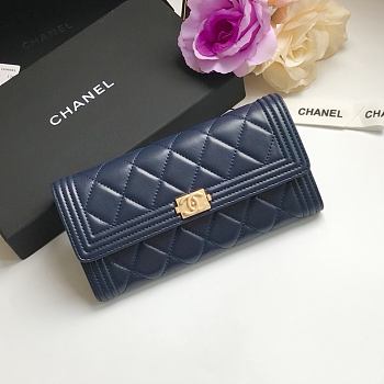 CHANEL | Long Dark Blue Wallet - A80286 - 10.5 × 19 × 3 cm