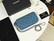 CHANEL | Small Dark Blue Quilted Clutch With Chain - A82527 - 10×19×4cm - 1