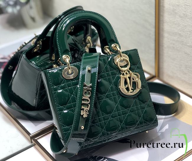 DIOR | Lady My ABCDior Dark Green patent bag - 20 x 16.5 x 8 cm - 1