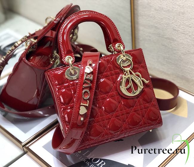 DIOR | Lady My ABCDior Red patent bag - 20 x 16.5 x 8 cm - 1