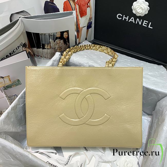 CHANEL | Beige Aged Calfskin Large Shopping Bag - AS1943 - 37 x 26 x 12 cm - 1