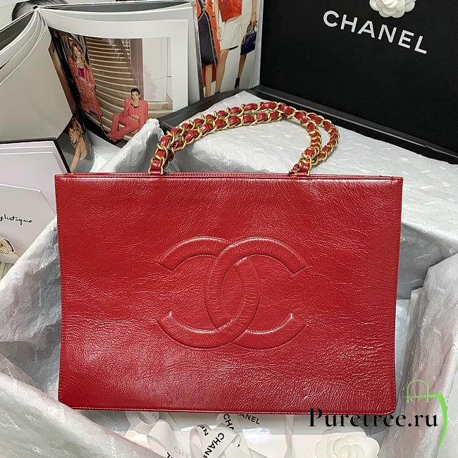 CHANEL | Red Aged Calfskin Large Shopping Bag - AS1943 - 37 x 26 x 12cm - 1