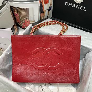 CHANEL | Red Aged Calfskin Large Shopping Bag - AS1943 - 37 x 26 x 12cm