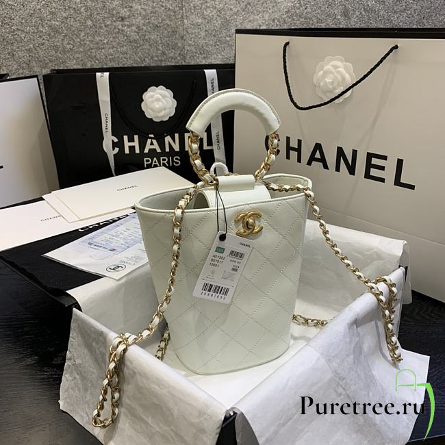 CHANEL | White Chain handle Bucket Bag - AS1362 - 32 x 26 x 15 cm - 1