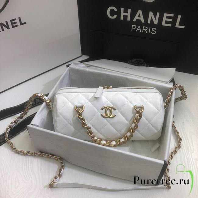 Chanel | Extra Mini Bowling Bag In White - AS1899 - 16 x 22 x 12 cm - 1