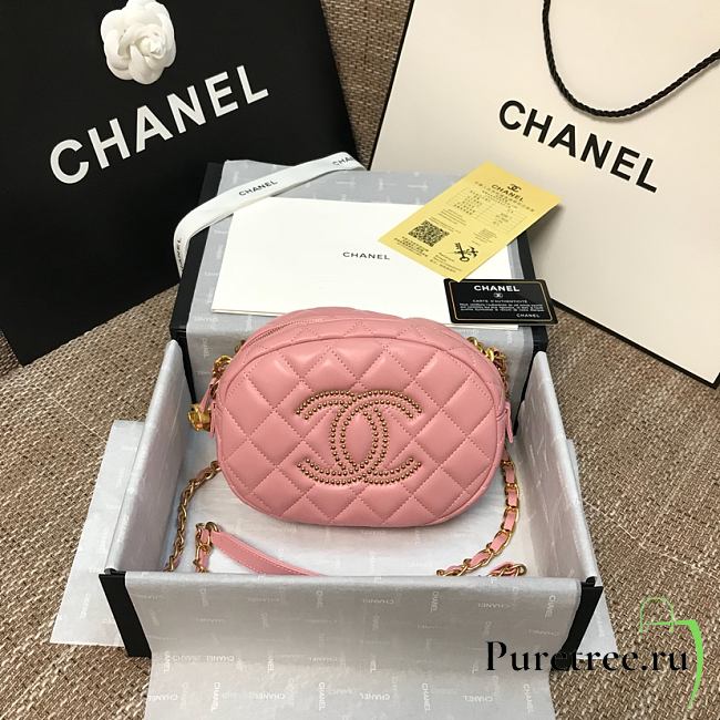 Chanel | Pink Lambskin Studded Logo Camera Case - AS1511 - 13 x 20 x 5 cm - 1