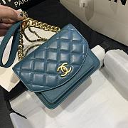 Chanel | Mini Blue Chain Handle Flap Bag - 19 x 14 x 5 cm - 2