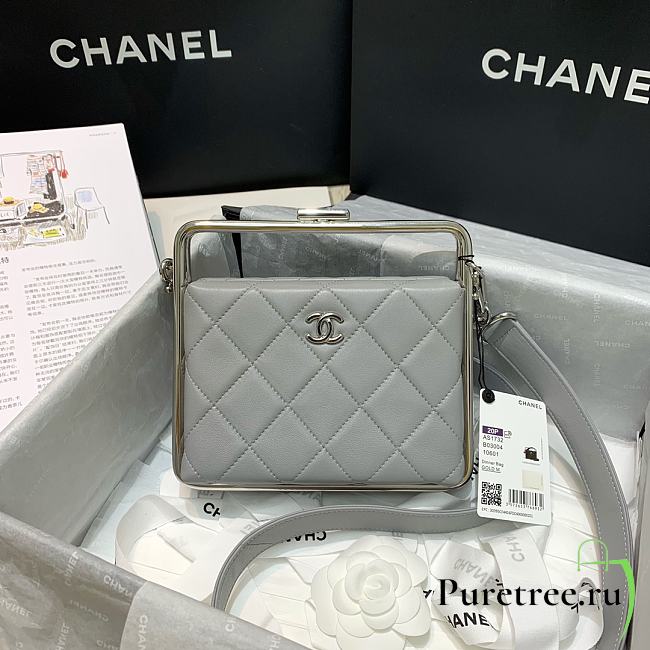Chanel | Sheepskin Leather Clutch Bag Gray - AS1732 - 18 x 19.5 x 8.5 cm - 1