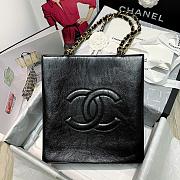 Chanel | Shiny Black Aged Calfskin Shopping Bag - 32 x 30 x 10 cm - 1