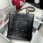 Chanel | Shiny Black Aged Calfskin Shopping Bag - 32 x 30 x 10 cm - 3