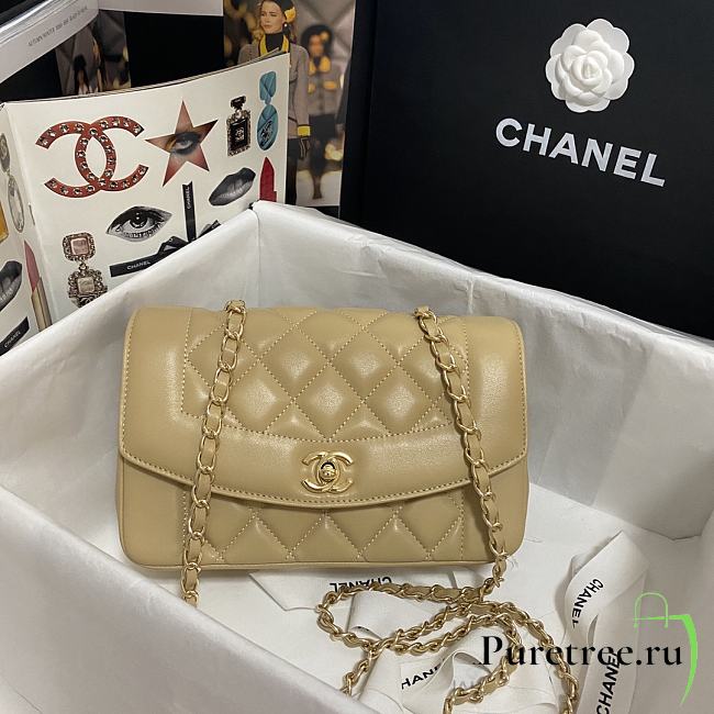 CHANEL Small Quilted Diana Flap Bag Beige - AS1488 - 22cm x 14cm x 7cm - 1