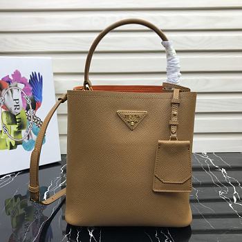 PRADA | Medium Brown/Orange Saffiano Panier Bag - 1BA212 - 22 × 23 × 13 cm