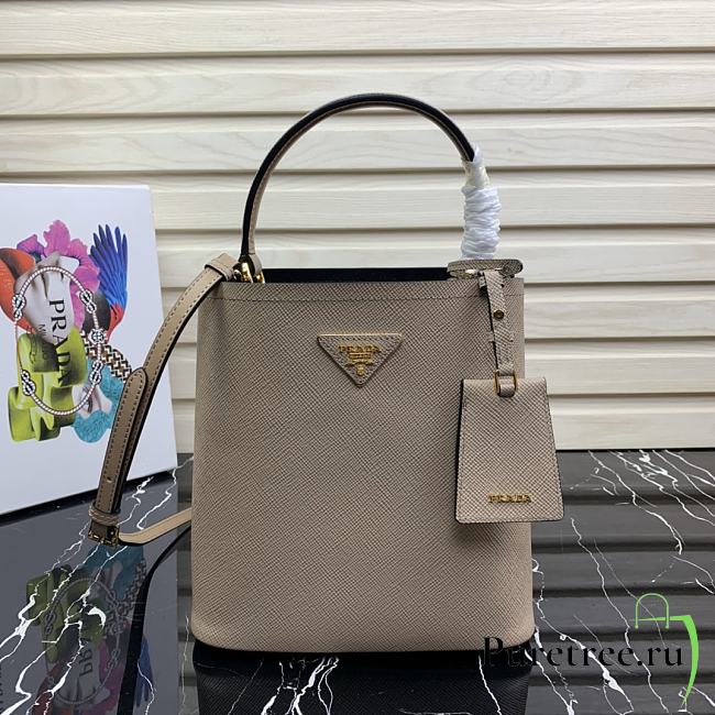 Prada | Medium Beige/Black Saffiano Panier Bag - 1BA212 - 22 × 23 × 13 cm - 1