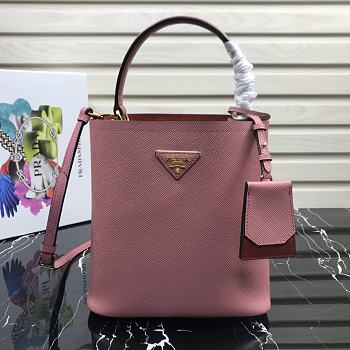 Prada | Medium Light Pink Saffiano Panier Bag - 1BA212 - 22 × 23 × 13 cm