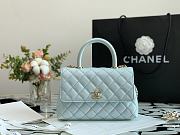 Chanel | COCO HANDLE mini Light Blue Grain Bag Gold Hardware - 23 cm - 1
