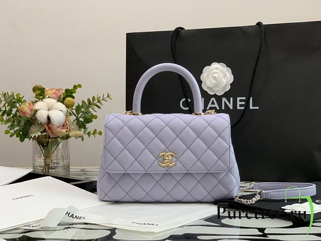 Chanel Coco Handle Mini Light Purple Grain Bag Gold Hardware 23 Cm Puretree Ru