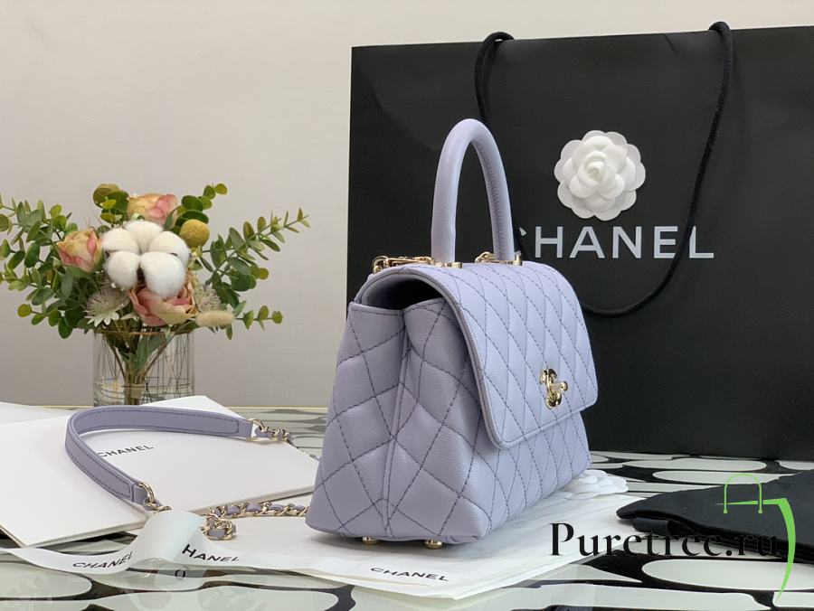 Chanel Coco Handle Mini Light Purple Grain Bag Gold Hardware 23 Cm Puretree Ru