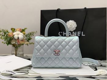 Chanel | COCO HANDLE Iridescent blue Grain Bag Silver Hardware - 23 cm
