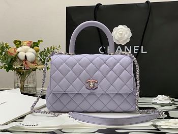 Chanel | COCO HANDLE Iridescent Purple Grain Bag Silver Hardware - 23 cm