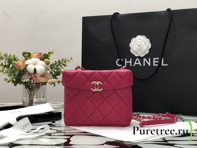 Chanel | SMALL BOX BAG Gold Metal Dark Pink - AS2877 - 14.5 x 16.5 x 7 cm - 1