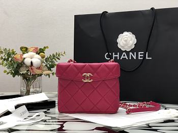 Chanel | SMALL BOX BAG Gold Metal Dark Pink - AS2877 - 14.5 x 16.5 x 7 cm