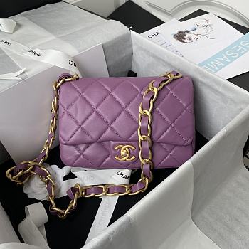 Chanel | Purple Flap Bag rough golden chain - 22×5×15.5cm