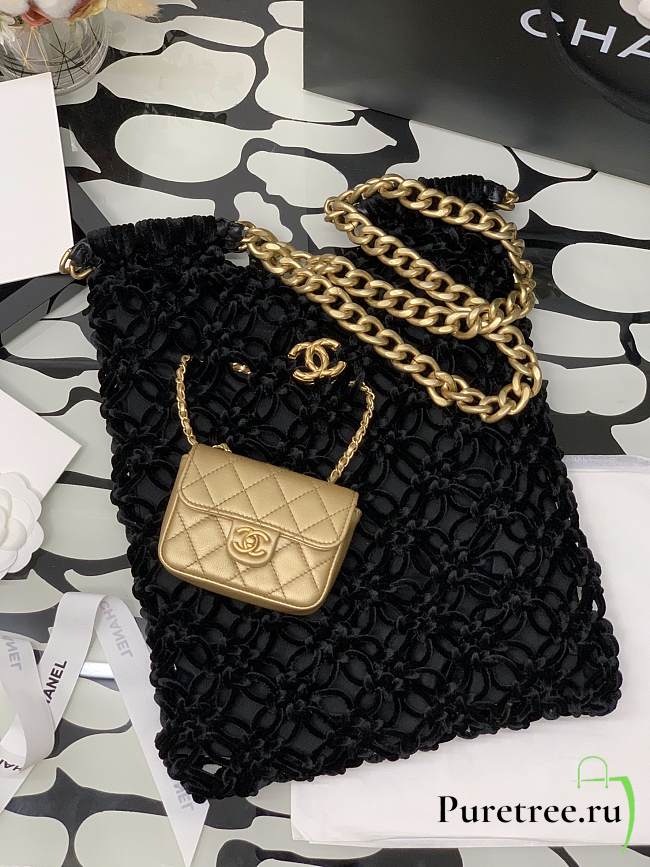  Chanel | Braided Velvet, Metallic Lambskin Bag - 35×30×3cm - 1