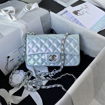 Chanel | Classic Flap Bag Blue Silver Hardware - A01116 - 20cm