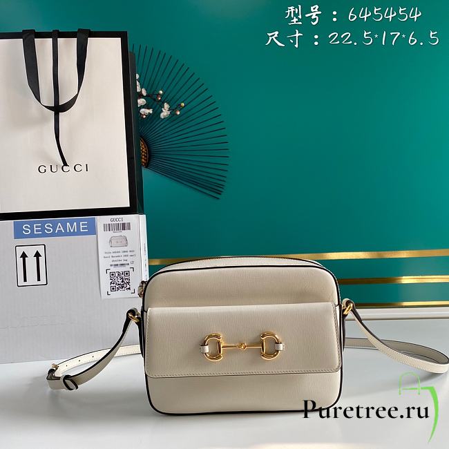 GUCCI | Horsebit 1955 Small Shoulder Bag White - 645454 - 22.5x17x6.5cm - 1