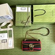 GUCCI | Marmont Small Dark green wool fabric Bag - 443497 - 3