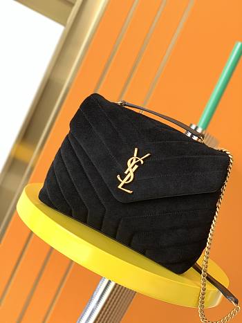 YSL | LOULOU Small Bag In Y-Quilted Black Suede - 494699 - 25x17x9cm