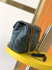 YSL | LOULOU Small Bag In Y-Quilted Blue Suede - 494699 - 25x17x9cm - 2