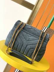 YSL | LOULOU Small Bag In Y-Quilted Blue Suede - 494699 - 25x17x9cm - 3