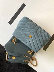 YSL | LOULOU Small Bag In Y-Quilted Blue Suede - 494699 - 25x17x9cm - 5