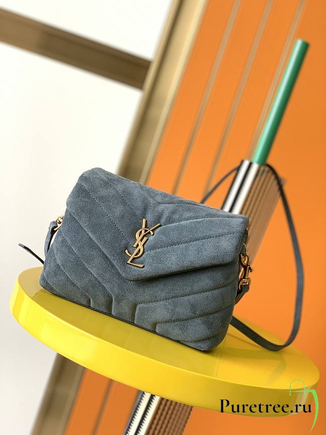 YSL | LOULOU Toy Bag Blue Suede - 678401 - 20x14x7cm - 1