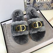 DIOR | CD Christian Dior Grey Wool Fur Slides - 4