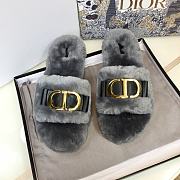 DIOR | CD Christian Dior Grey Wool Fur Slides - 5