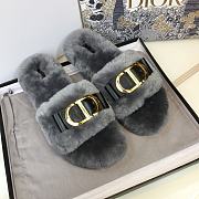 DIOR | CD Christian Dior Grey Wool Fur Slides - 6