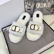 DIOR | CD Christian Dior White Wool Fur Slides - 5