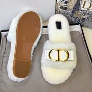 DIOR | CD Christian Dior White Wool Fur Slides - 6