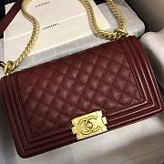 Chanel | Red Wine Boy handbag Golden Hardware - A67086 - 6
