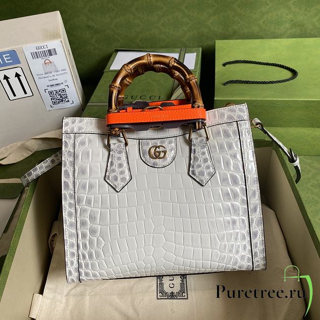 Gucci | Diana small White crocodile tote bag - 660195 - 20x16x10cm - 1