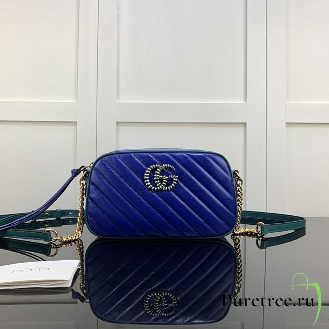 GUCCI | GG Marmont small Blue shoulder bag - ‎447632 - 24 x 12 x 7cm - 1
