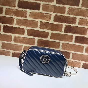 GUCCI | GG Marmont small Blue/White bag - ‎447632 - 24 x 12 x 7cm