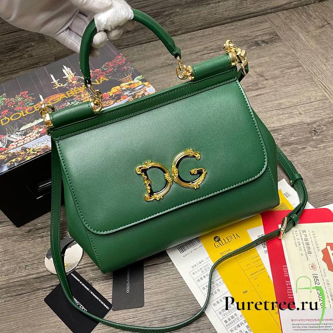 D&G | Sicily Green Bag with logo - 25 x 20 x 12cm - 1
