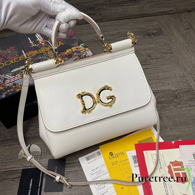 D&G | Sicily White Bag with logo - 25 x 20 x 12cm - 1