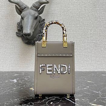 FENDI | Mini Sunshine Shopper Gray/elaphe bag - 8BS051 - 13 x 18 x 6.5cm