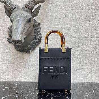 FENDI | Sunshine Shopper Black mini bag - 8BS051 - 13 x 18 x 6.5cm
