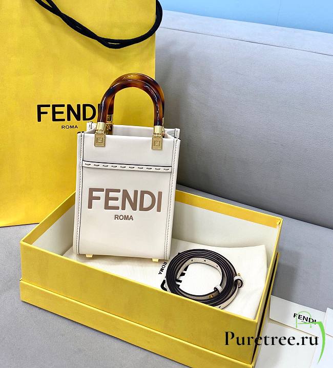 FENDI | Mini White Sunshine Shopper Bag - 8BS051 - 13x18x6cm - 1