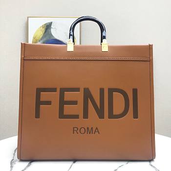 FENDI | Large Sunshine Brown leather shopper - 8BH372 - 40.5 x 21.5 x 35cm